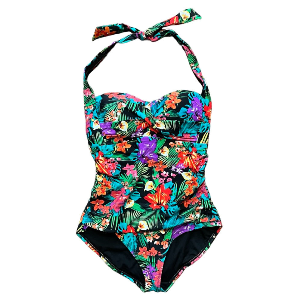 Catalina Tropical Floral One-Piece Swimsuit - Black, Green, Purple, Red, Orange